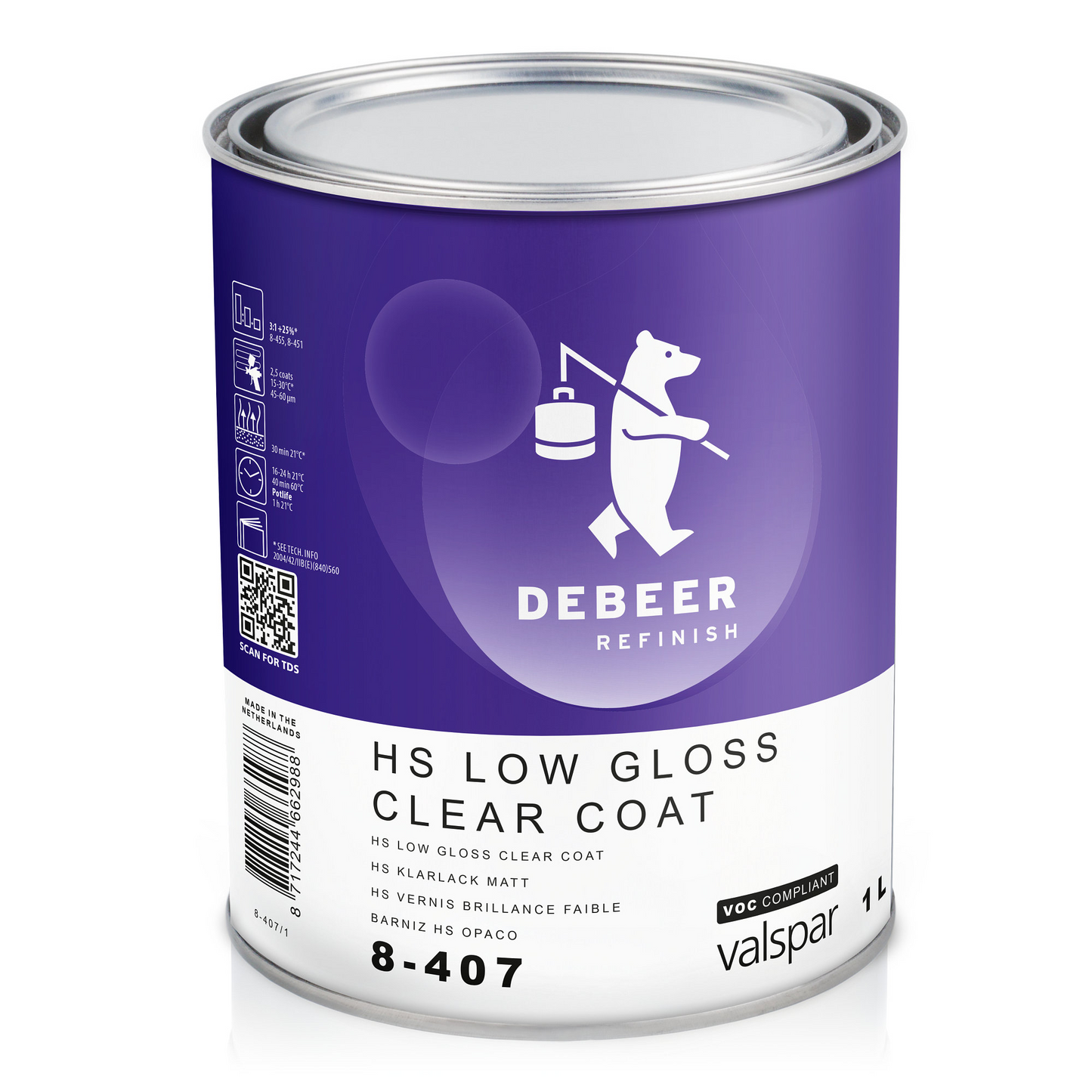 Debeer 8-407 HS Low-Gloss Clear Coat